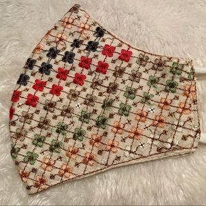 Hand embroidered  linen face maskMachine washable and reusable